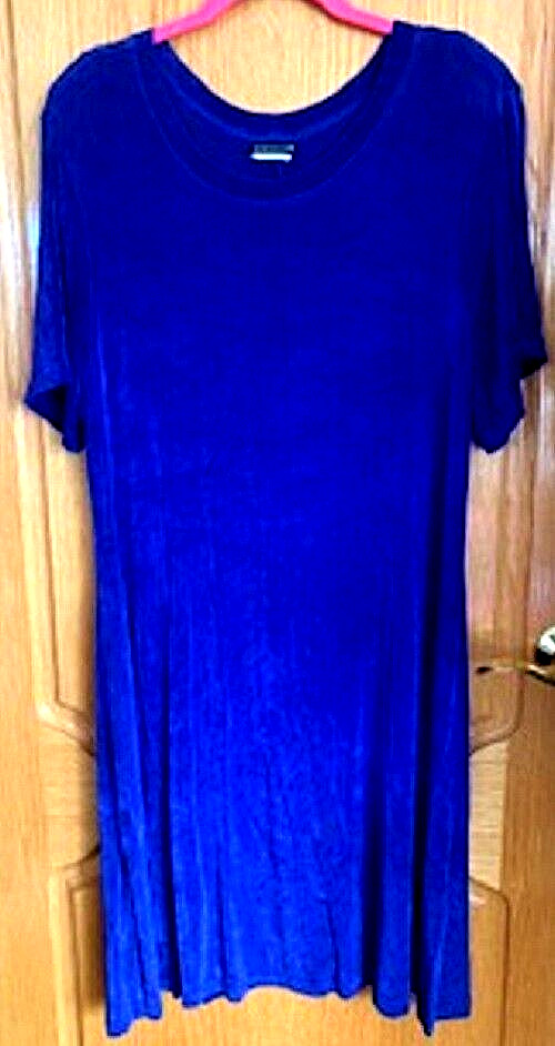 Vintage Citiknits Blue Stretch Lightweight A-Line Dress Long Sz: 20