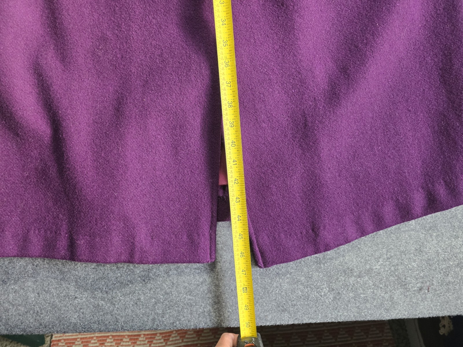 Vintage 1980’s Purple Wool And Leather Coat Women Medium Large