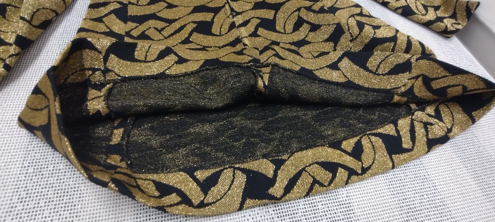 Vintage 60s Mod Mini Dress Gold Metallic Virgin Wool KIMBERLY M MOCK LONG SLEEVE