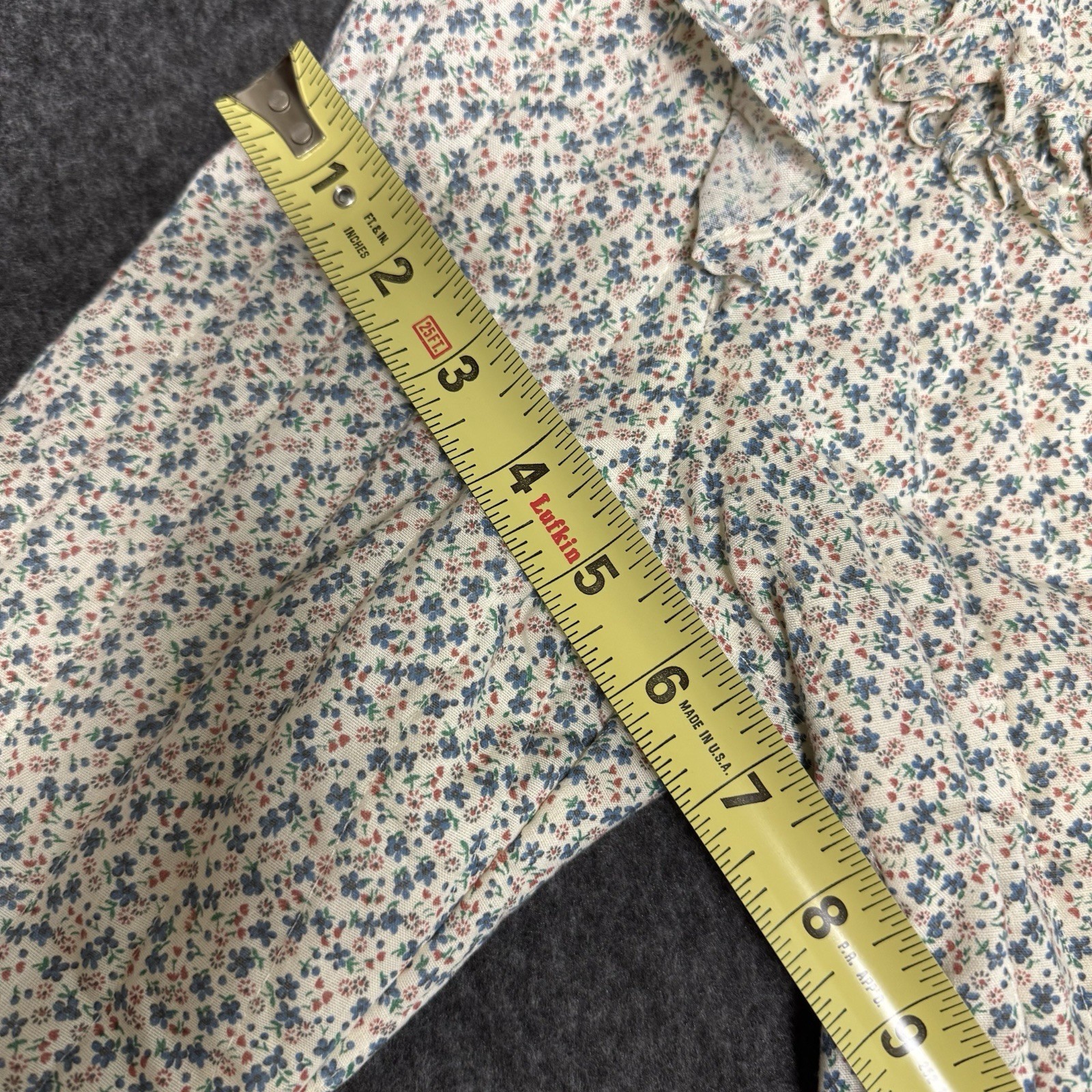 VTG 70s Jessica’s Gunnies Gunne Sax Ivory Floral Ruffle Quilted Jacket Top