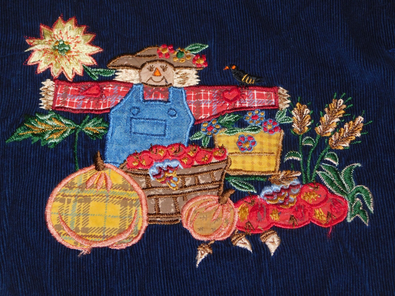 VTG 90s VICTORIA JONES EMBROIDERED VEST FALL HARVEST SCARECROW TEACHER WOMAN 18