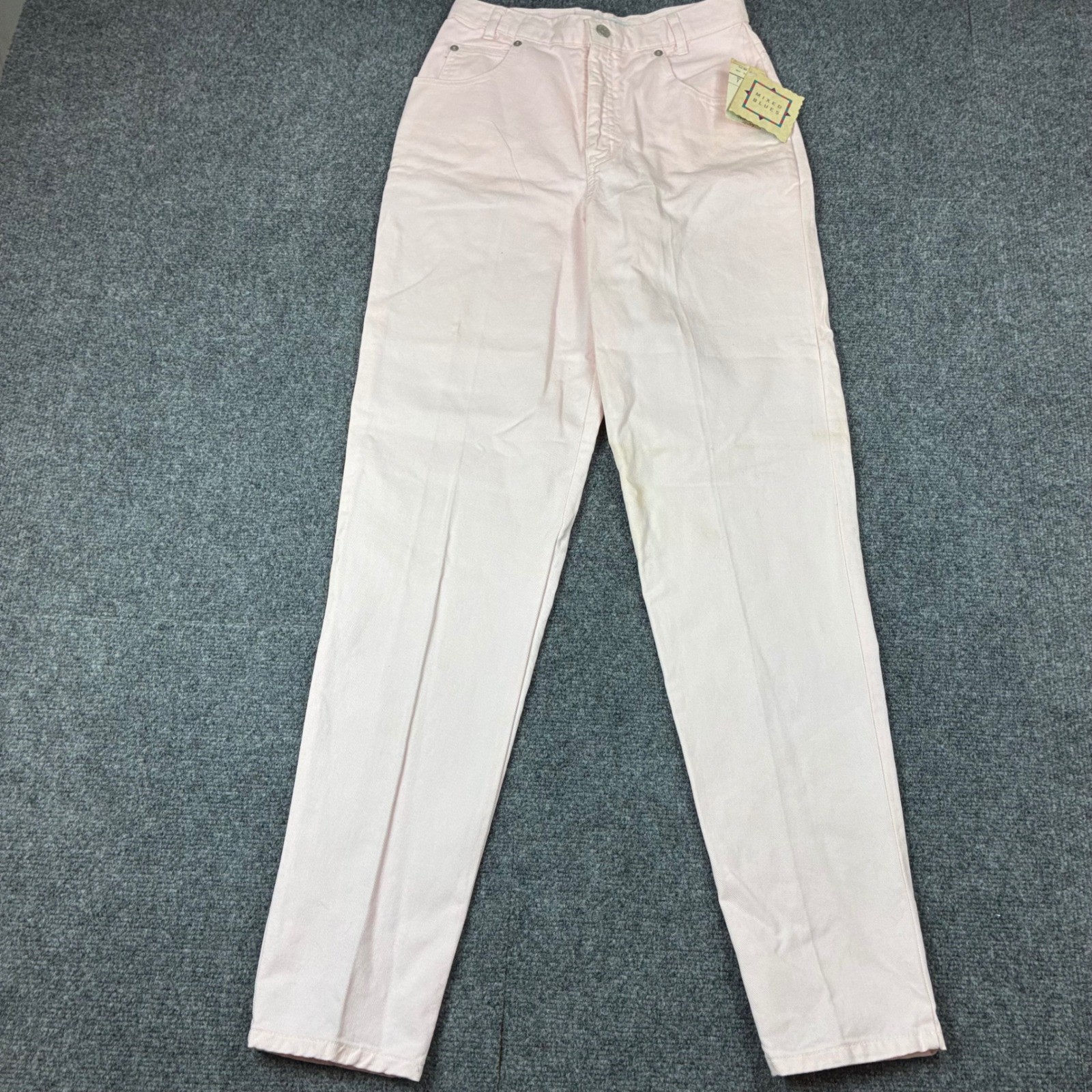 Vintage Mixed Blues Pink High Waisted Tapered Jeans Cotton USA Womens Size 7 NEW