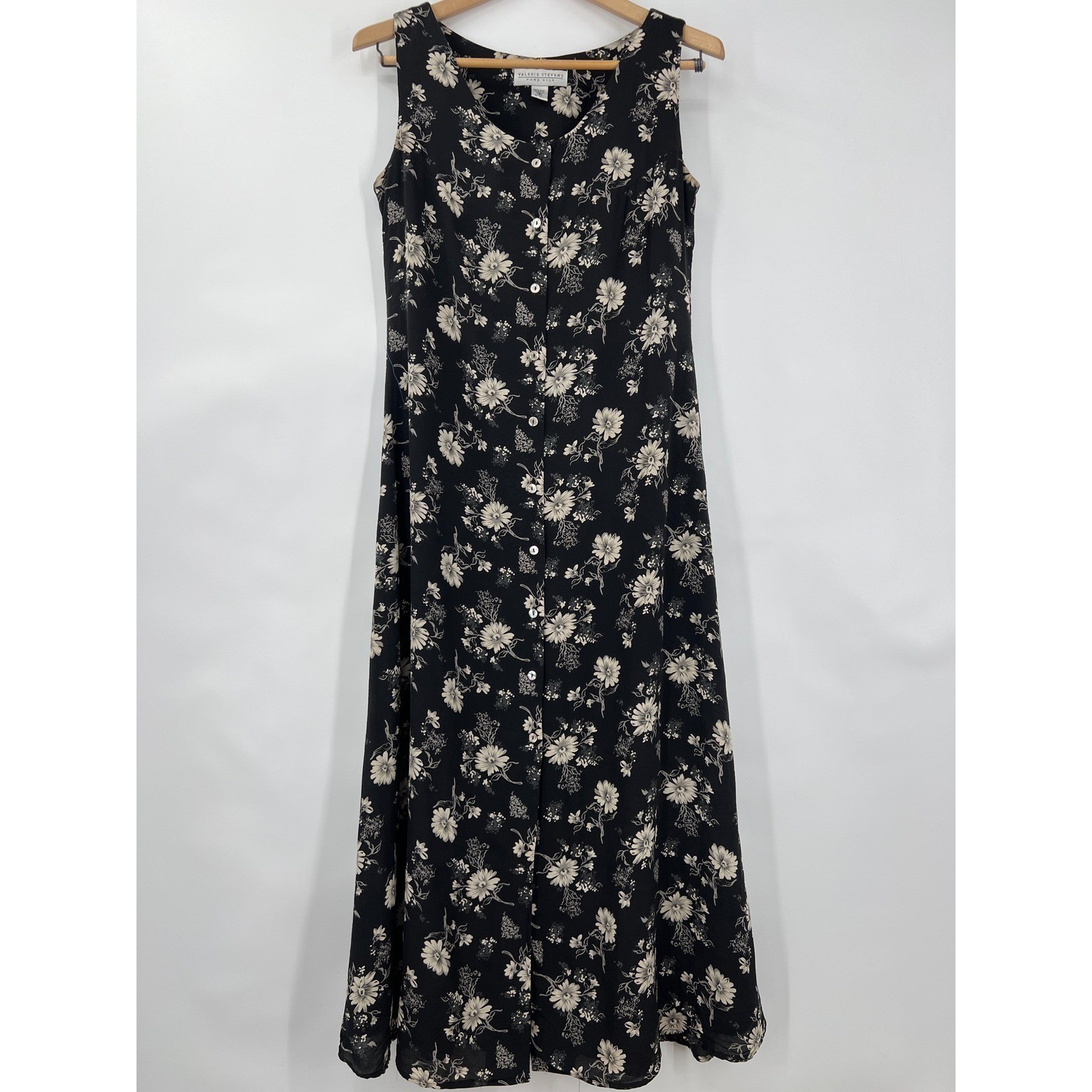 Vtg Y2K Valerie Stevens Silk Maxi 8 Dress Cottagecore Boho Dark Fairy Sleeveless