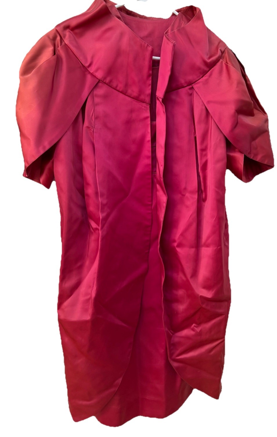 VTG Lilli Diamond Red Satin Dress Matching Evening Coat Oversized Size 4 FAIR