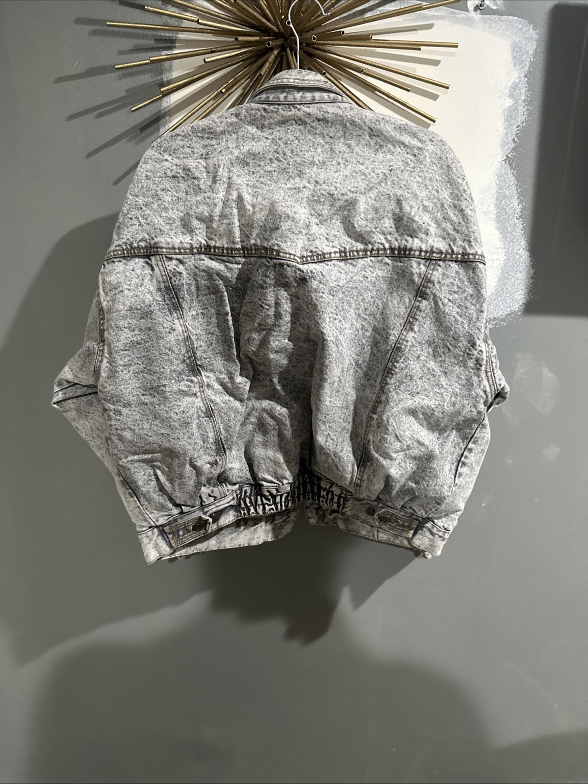 Vintage 80s Get Used By Ellie White Acid Washed Denim Jacket Size Medium