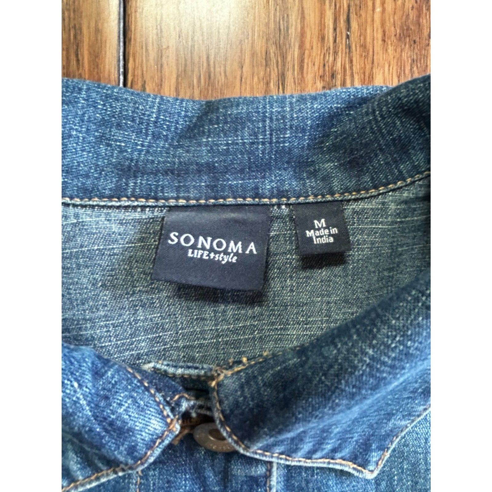 Sonoma Life+Style Denim Trucker Jacket Medium Blue 100% Cotton Jean Jacket M