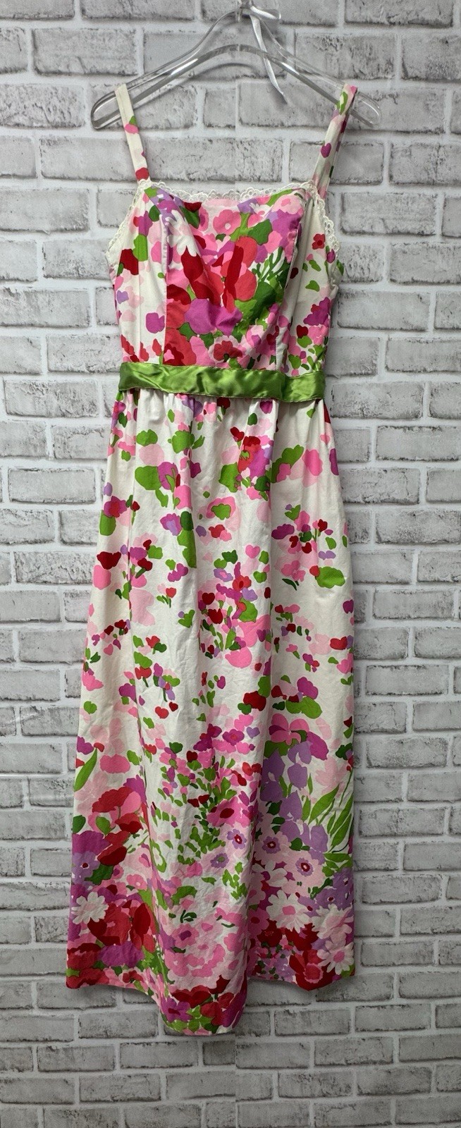 Vintage California Poppy Bright Floral Maxi Sun Dress 1960s Tag Sz 12 See Sizing