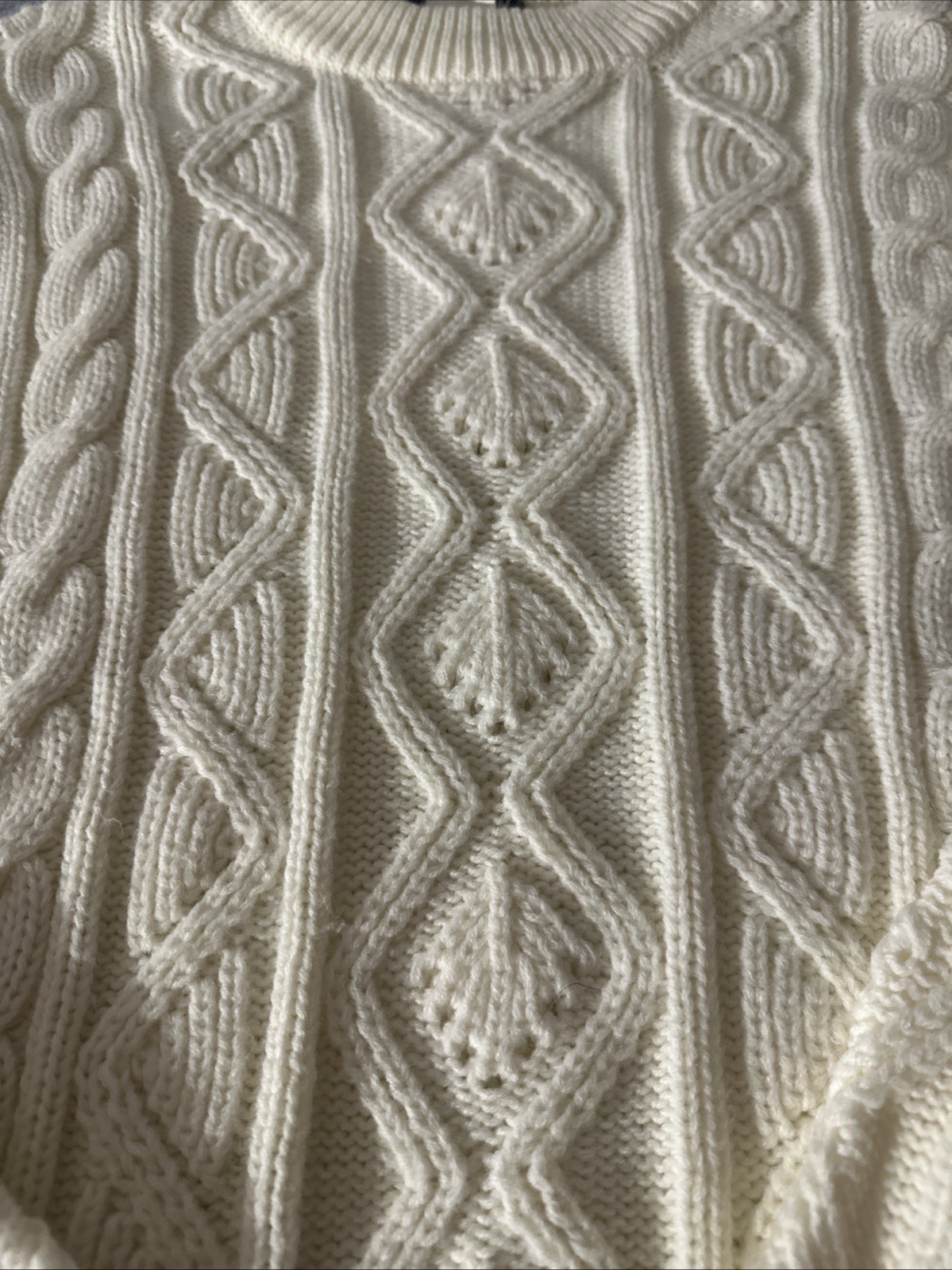 Vintage Studio 33 Women’s XL Sweater Cream Cable Knit Fisherman FAir Isle