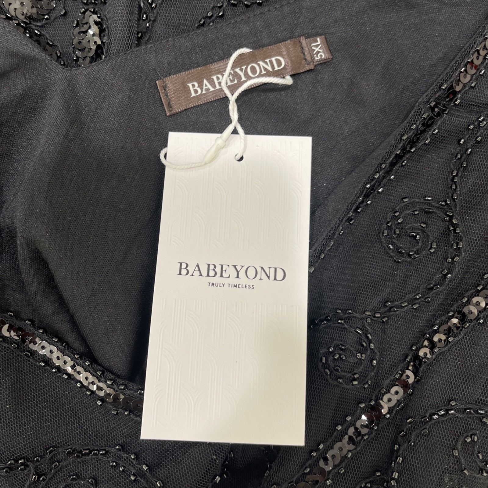 Babeyond Vintage Paisley Flapper Fringe Dress And Accessories Black 5XL