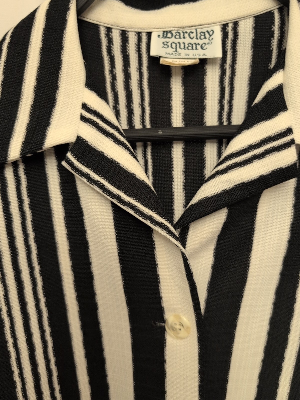 80s womens vtg 13-14 barclay square black white striped usa made jacket pockets