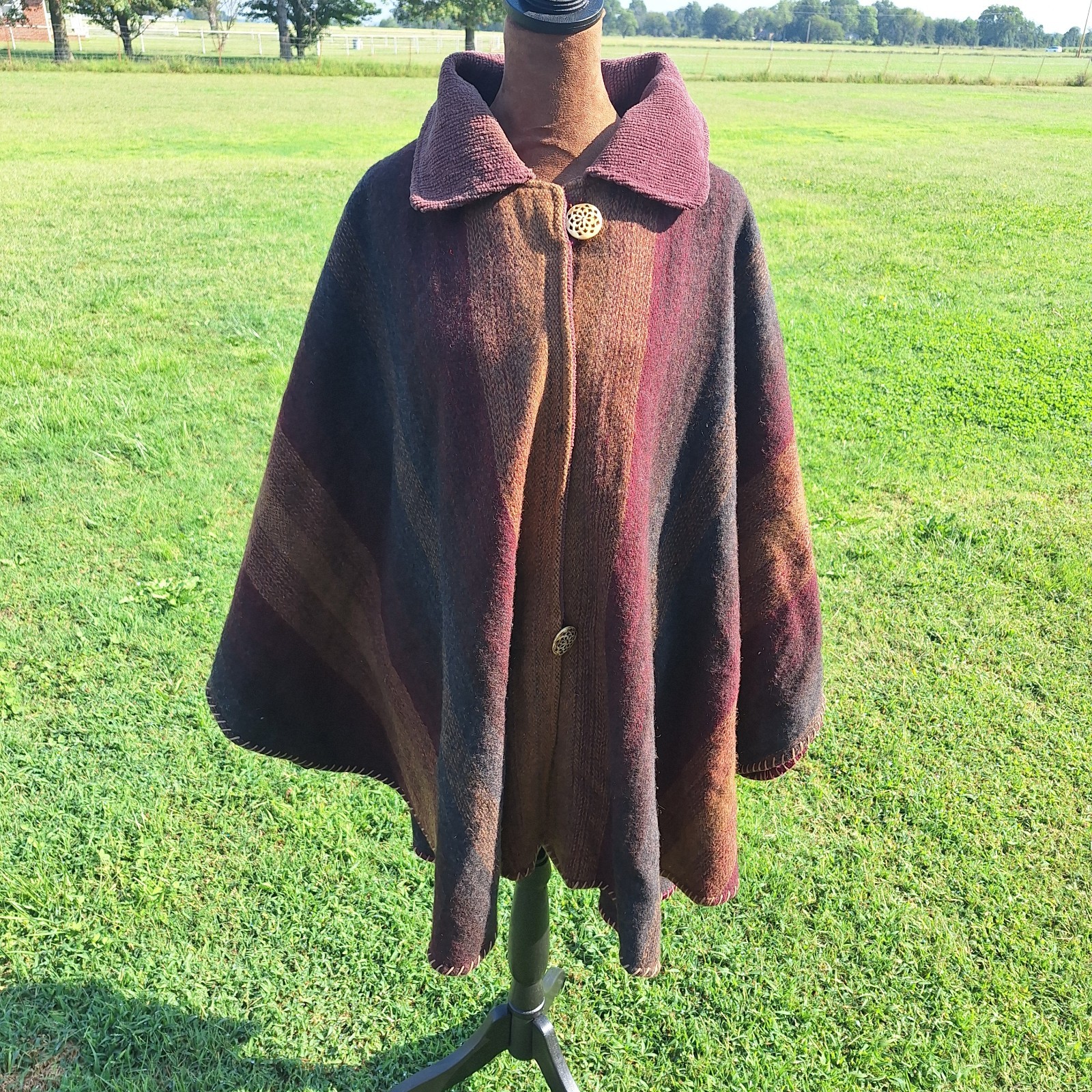 Vintage 80s Christopher & Banks Wool Blend Shaw Poncho Cape Coat