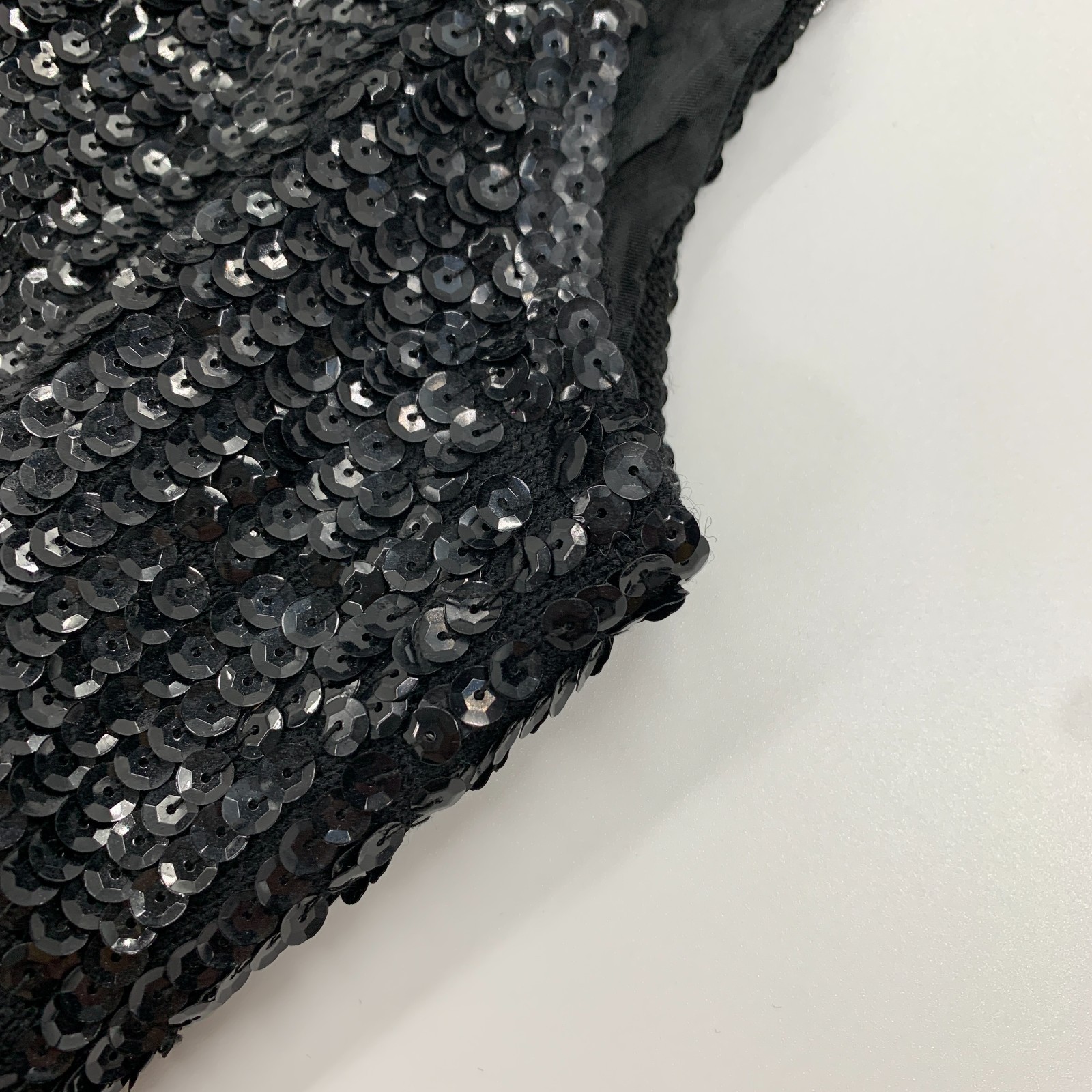 Vintage Valentina 60s Black Wool Sequin Sleeveless Shift Dress | Size L/XL