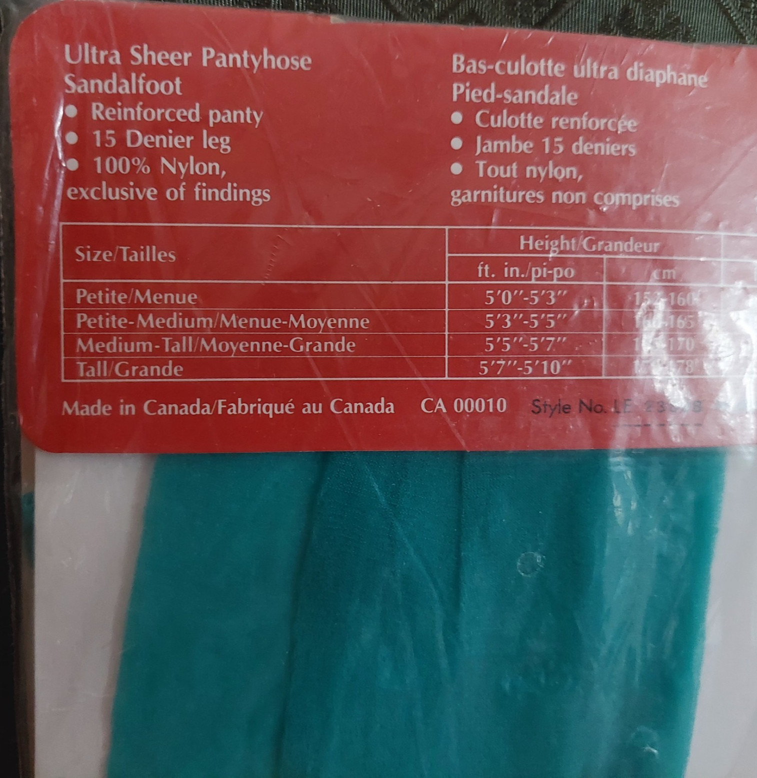 Vintage Pantyhose Rare Eaton Color Jade Size Tall BFRIP2