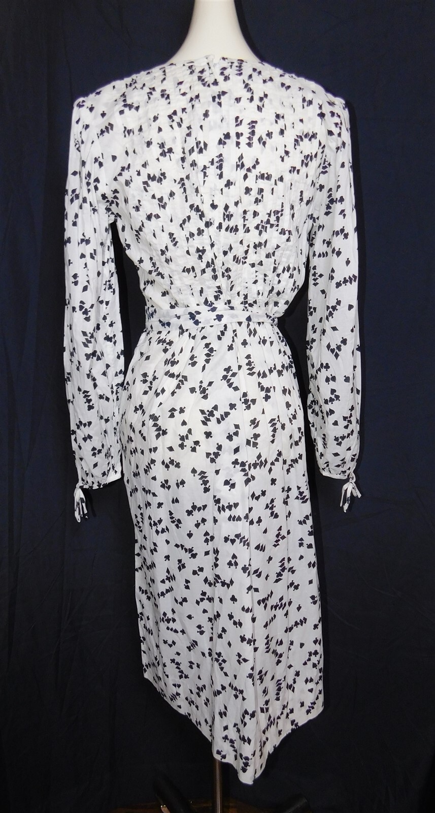 Vtg Stanley Sherman Black White Playing Card Suit Long Sleeve Dress Size 10