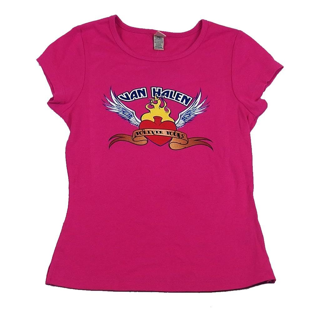 Vintage Van Halen Women’s Pink Winged Heart Forever Yours T-Shirt Size L
