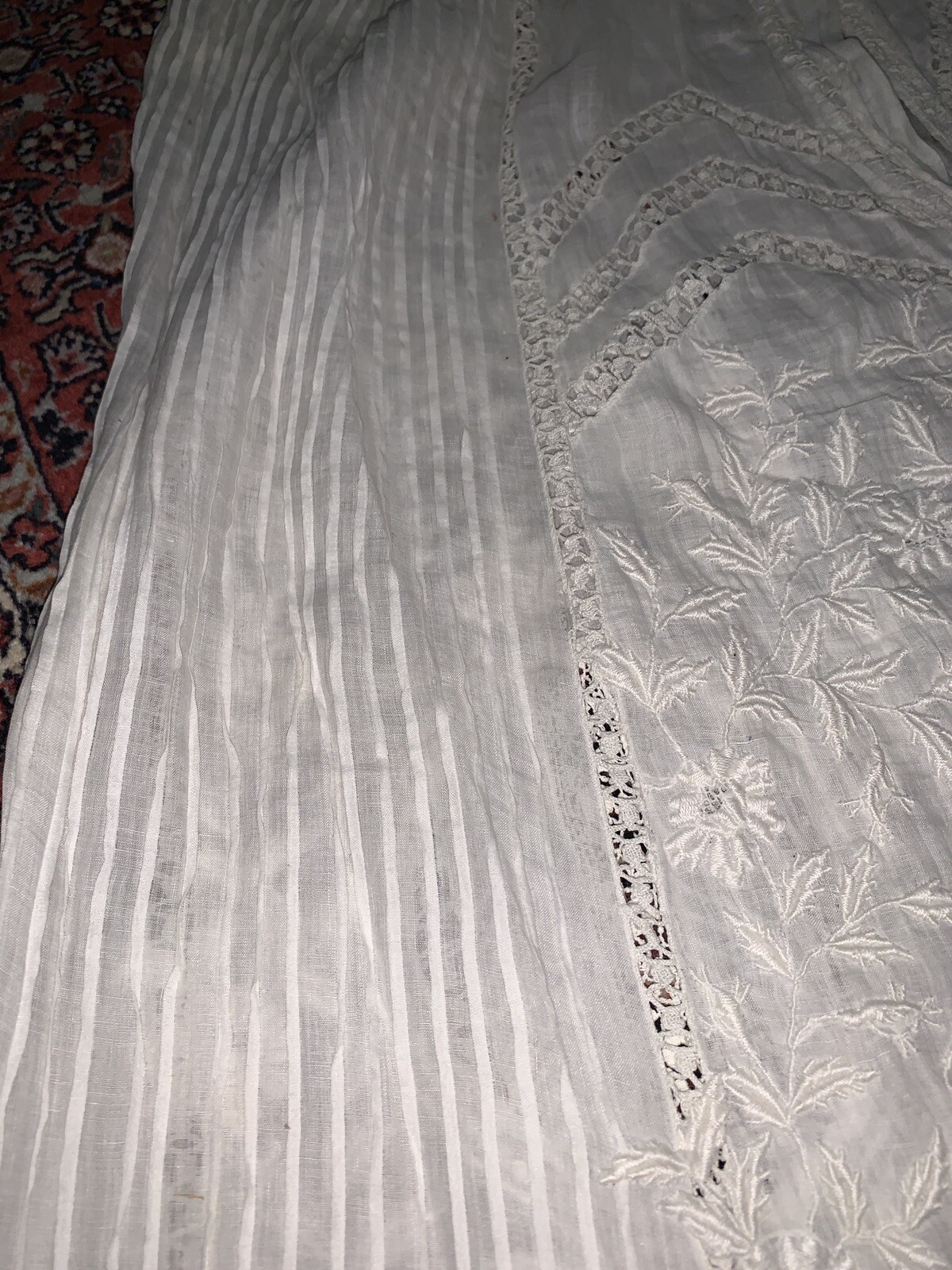 Rare 19th-Beginning of 20th Century Hand Made Lace & Embroidered Batiste Skirt