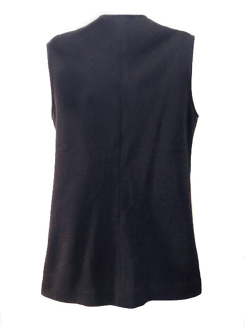 Gina Teresa VTG 100% Black Wool + Suede Graphic Zip Made in Hong Kong Vest sz 16