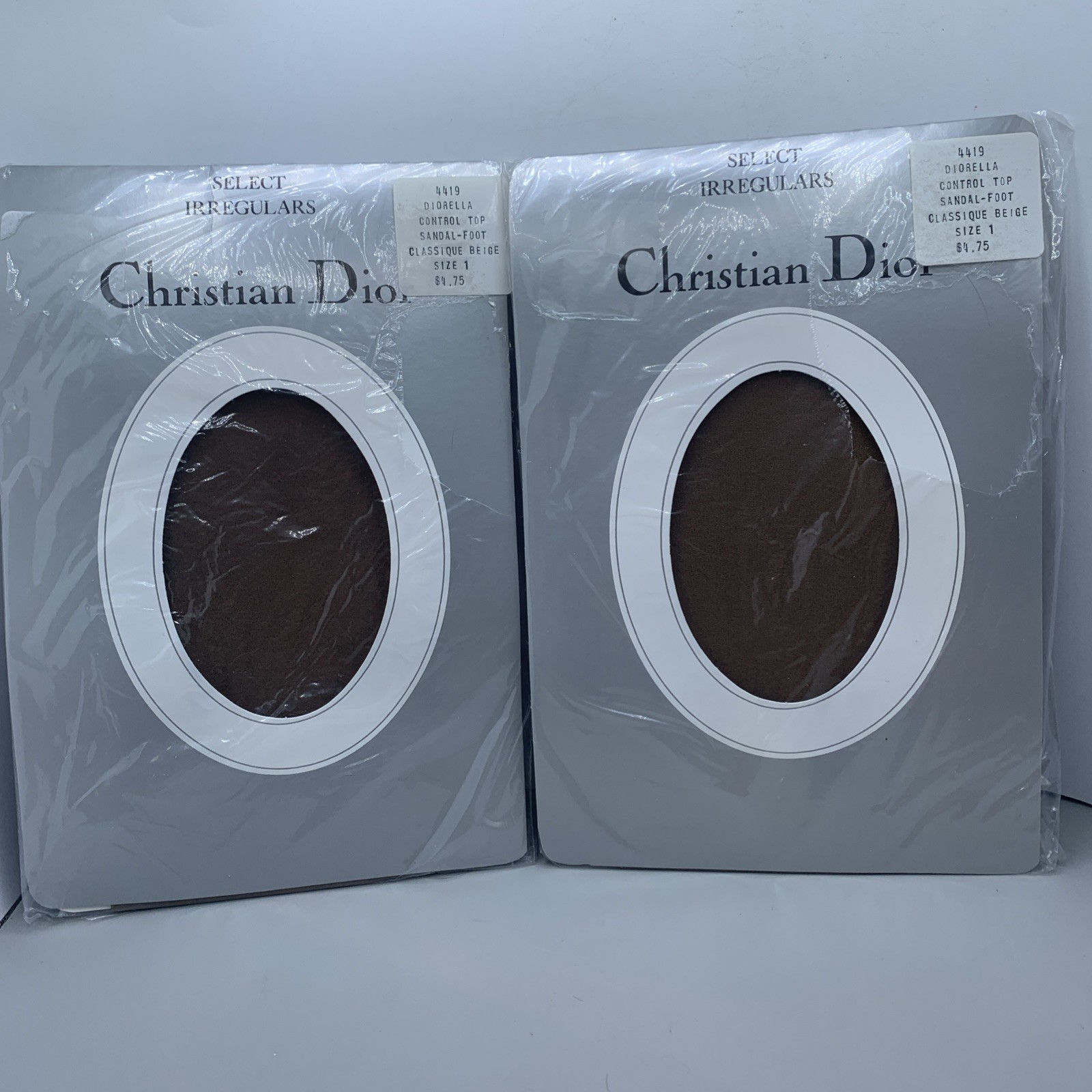 2 VTG Christian Dior Pantyhose 4419 – Classique Beige Size 1 Select Irregulars