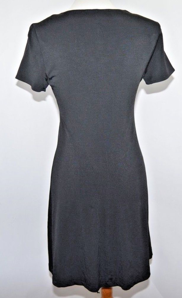 VTG Hampton Nites Classic Solid Black Cap Sleeves Shoulder Pads Dress Womens 4