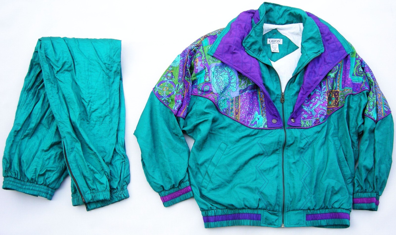Lavon Track Suit Jogging Windbreaker Vintage 1980s Colorful Ladies Size M New
