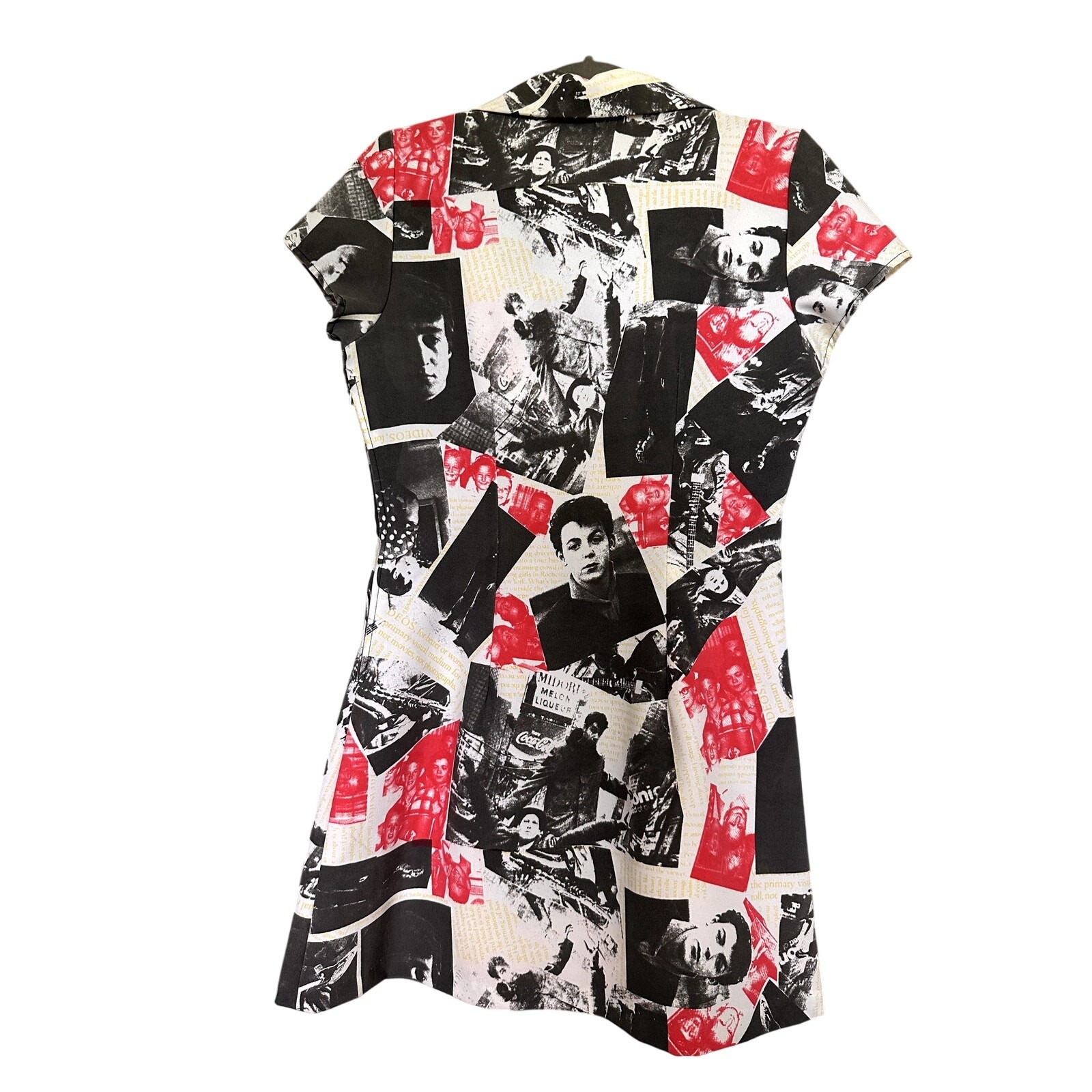 Vintage Rare Archival 80s Stop Only Beatles Pop Culture Media Collage Mini Dress