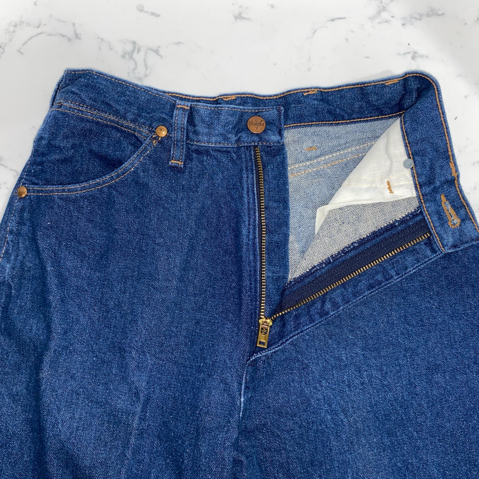 Women’s Vintage Pro rodeo Cowboy Cut Jeans Misses 10 32 Dark Wash 14 3/4 Oz Deni