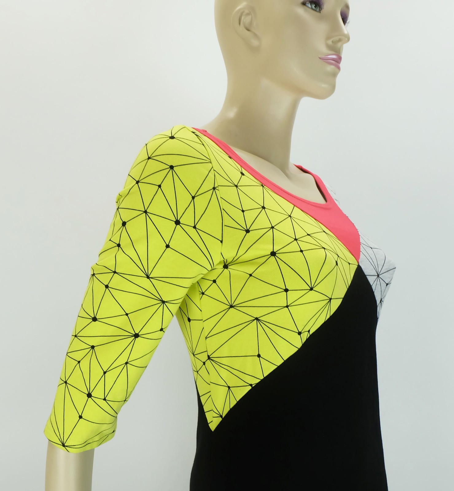 1980s dress mini dress size S new wave neon gray and black label mi eta