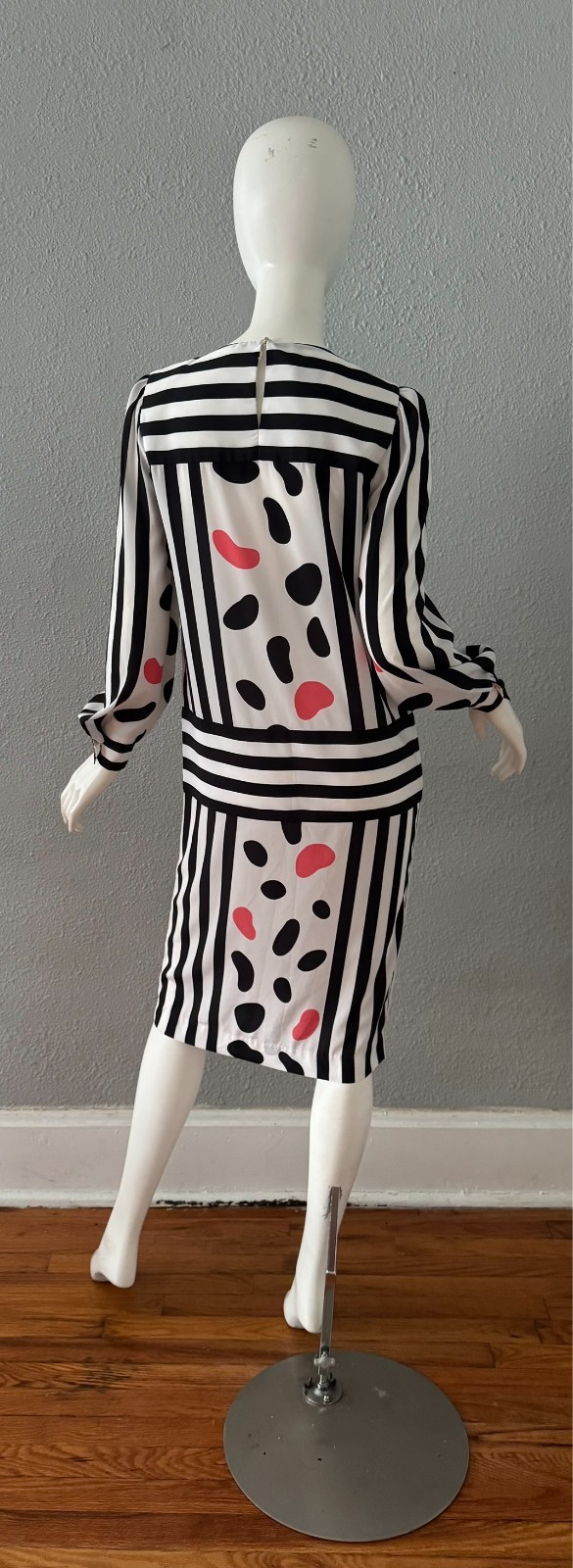 Vintage 80s Bold Abstract Long Sleeve MOD Shift Dress S