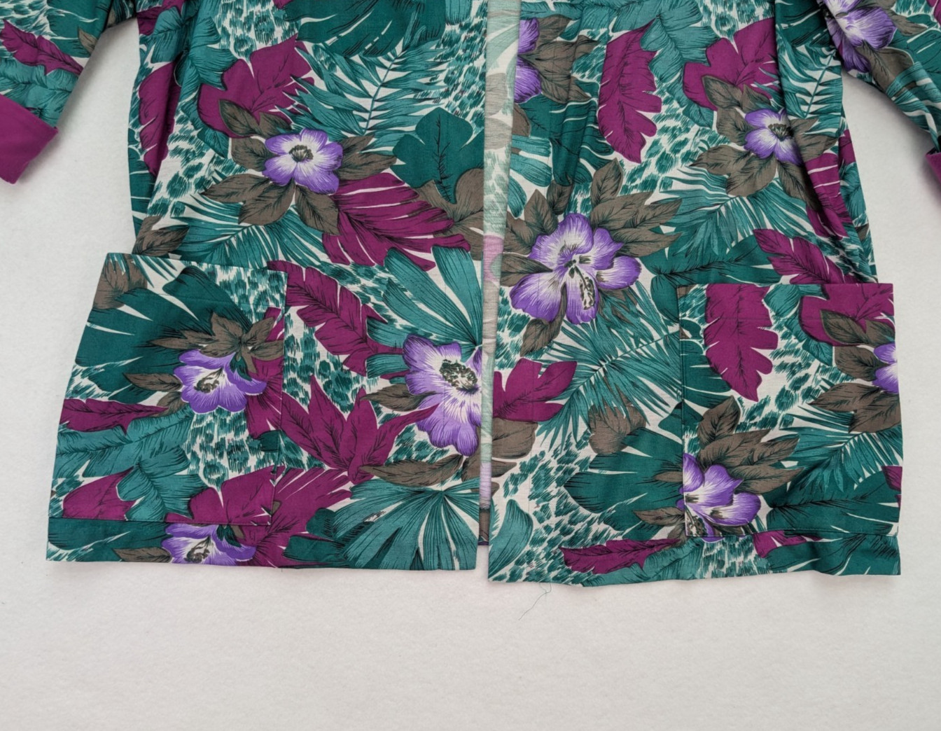 Vintage 80s 90s Women’s Jacket Size 20WP Lady Darian Green Purple Floral Print