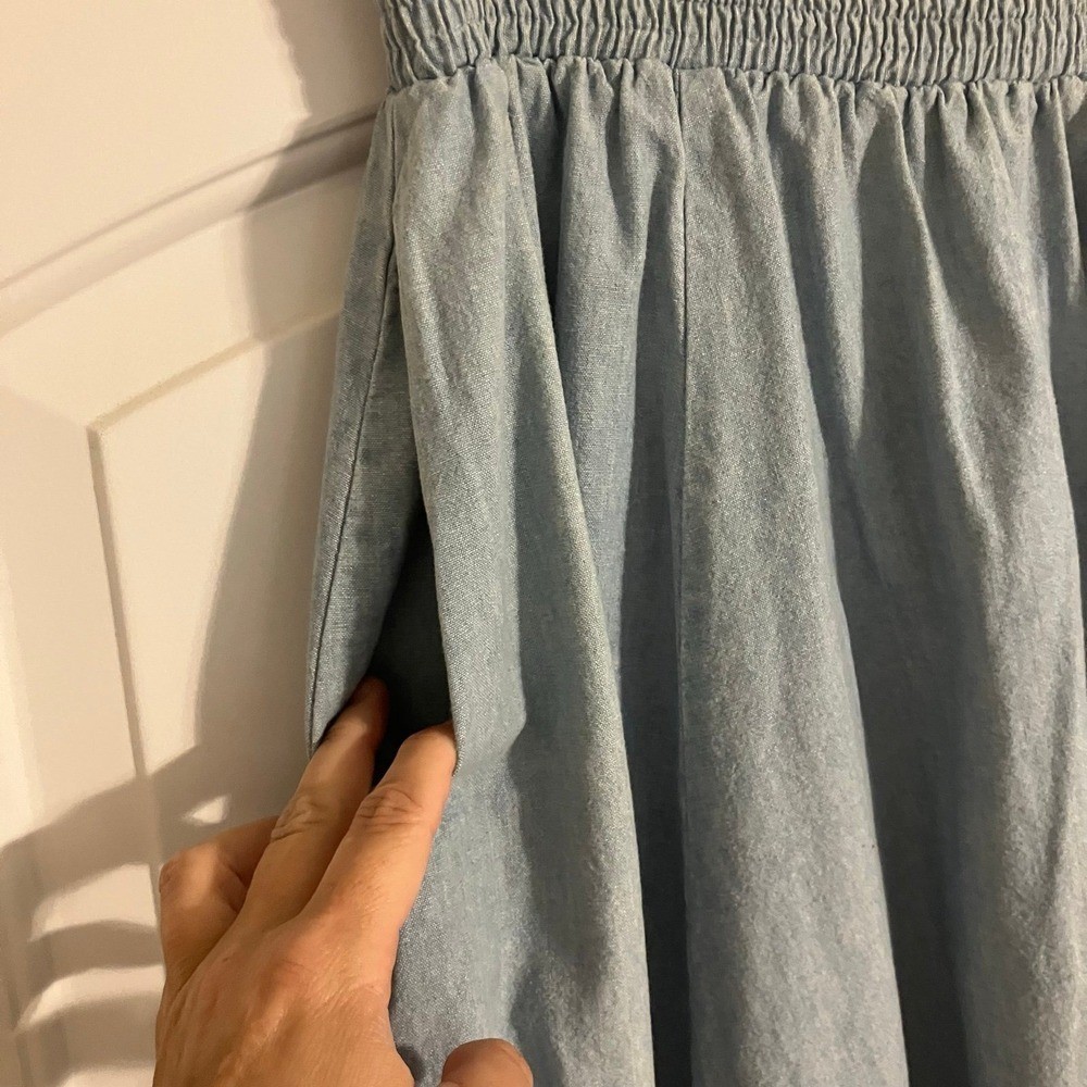 VTG Gotcha Covered cotton light blue denim pull-on maxi skirt Women’s Sz 18 USA