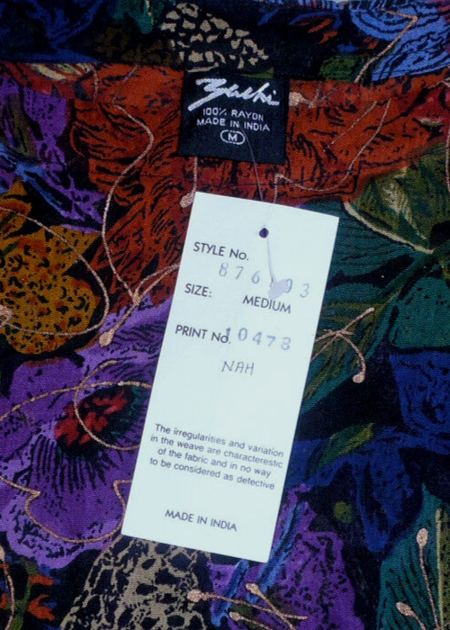 Vintage Blouse Roses Splash Art Indian Rayon Grunge 90s ZASHI INDIA Size M New