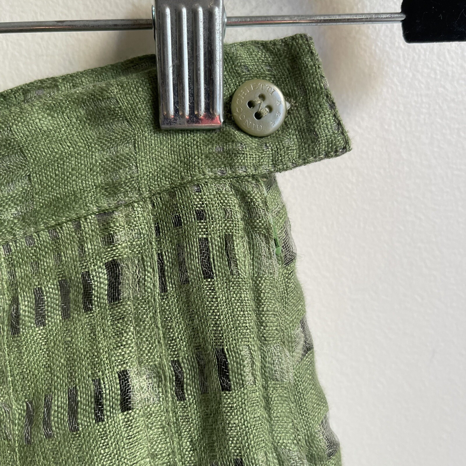 Vintage Umberto Ginocchietti Green Linen Mesh Circle Skirt EU 40 26″ US 4