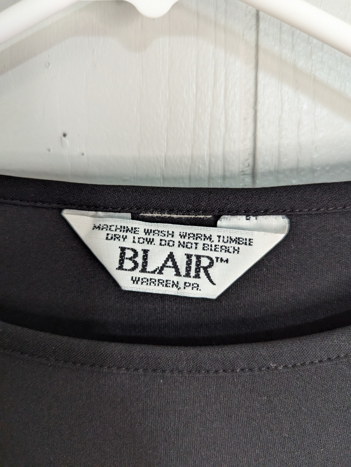 Vintage BLAIR Warren PA plain black long sleeve dress M/L see measurements