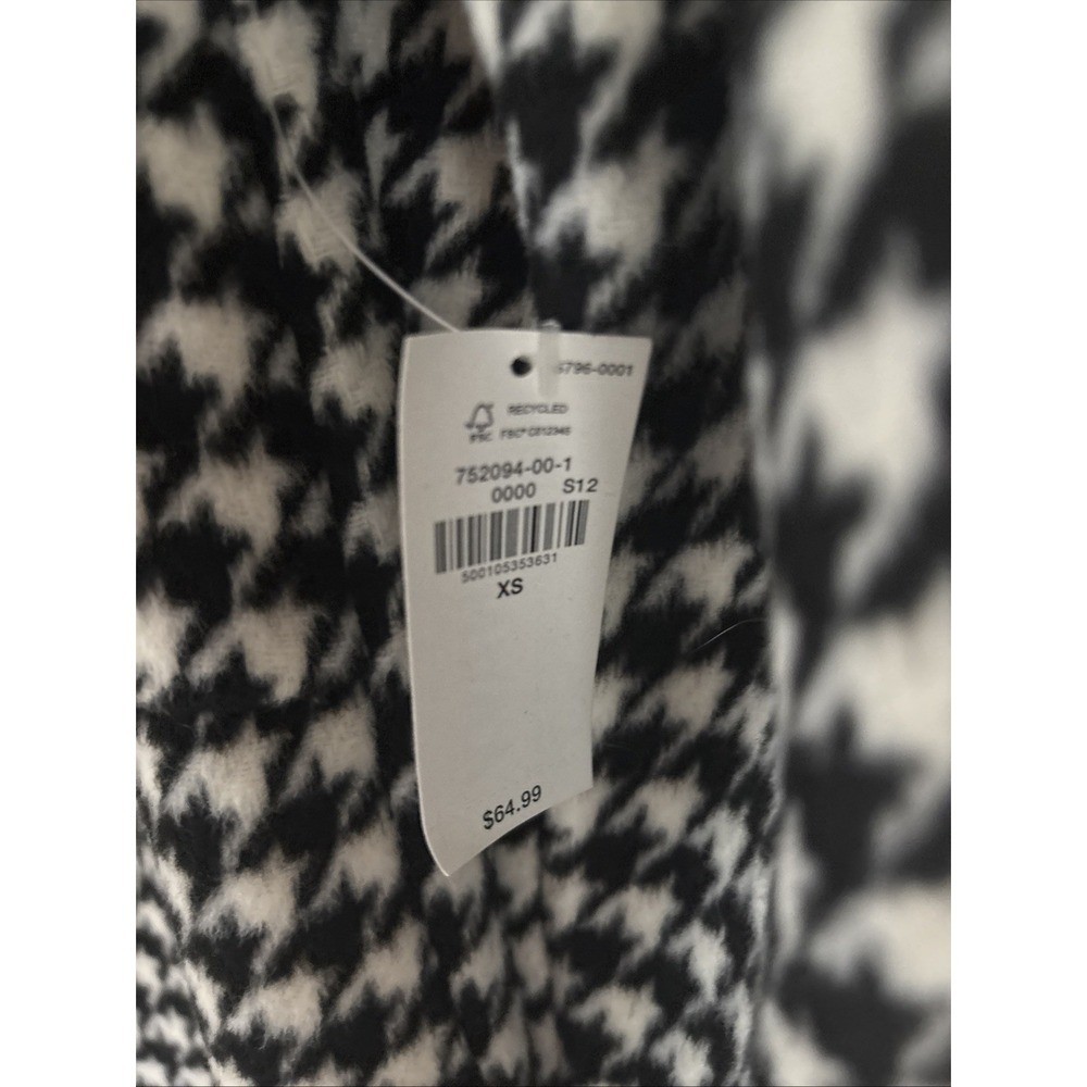 NWT Old Navy Coat Black White Houndstooth Academia Preppy Classic Cozy Sz XS
