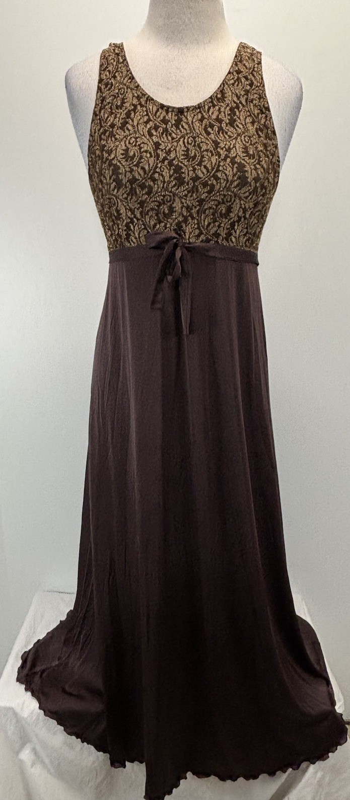 Vtg Shadowline Nylon Nightgown Women’s M Chocolate Brown Nylon Long Made USA