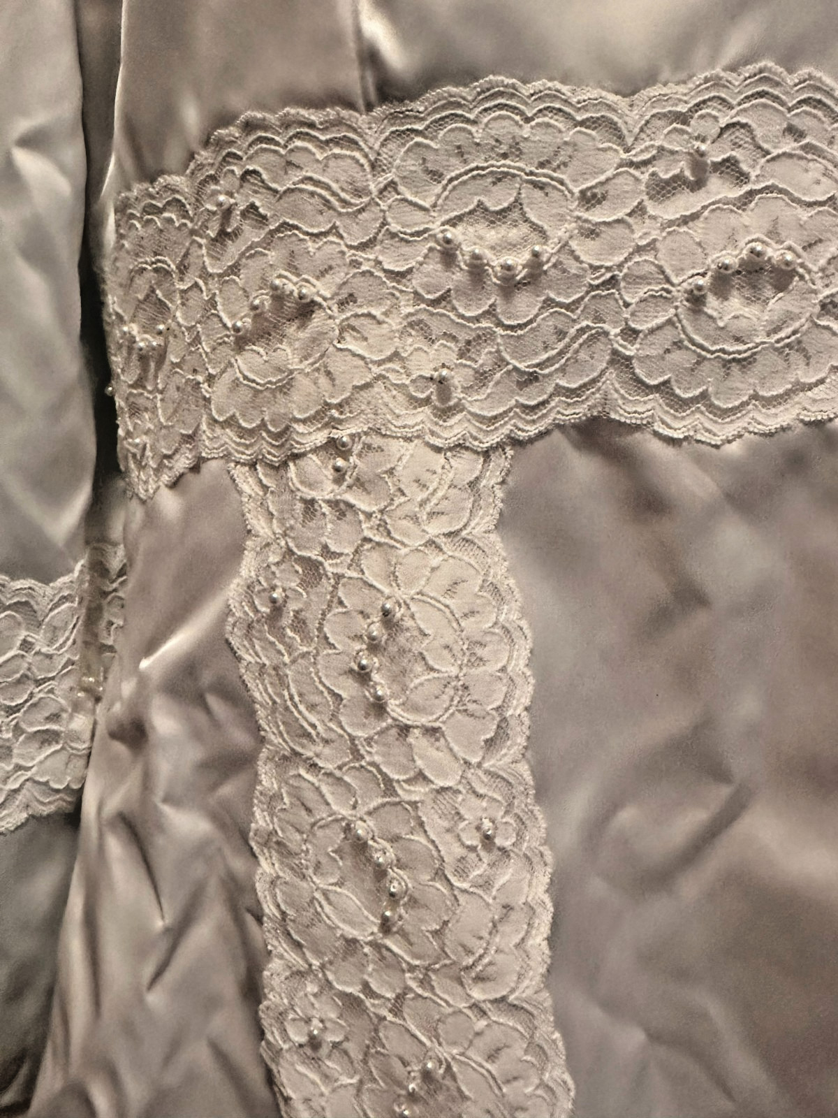 Vintage Satin Lace Wedding Dress Veil & Train Set – Pristine Preserved Box