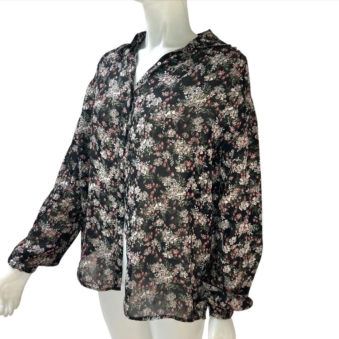 VTG 70s Givenchy for Chesa Floral Blouse 10 Office Siren Dark Fairy French Girl