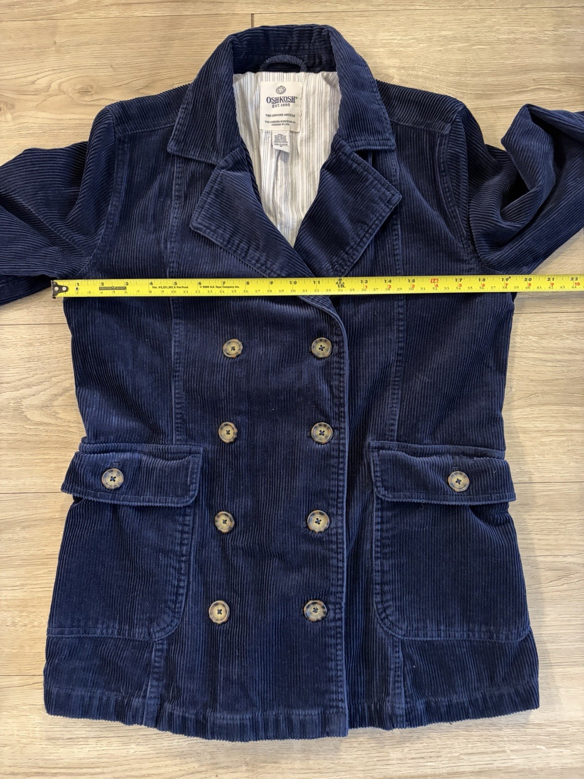 Vintage Double Breasted OshKosh Workwear Corduroy Jacket Women’s Navy Blue M