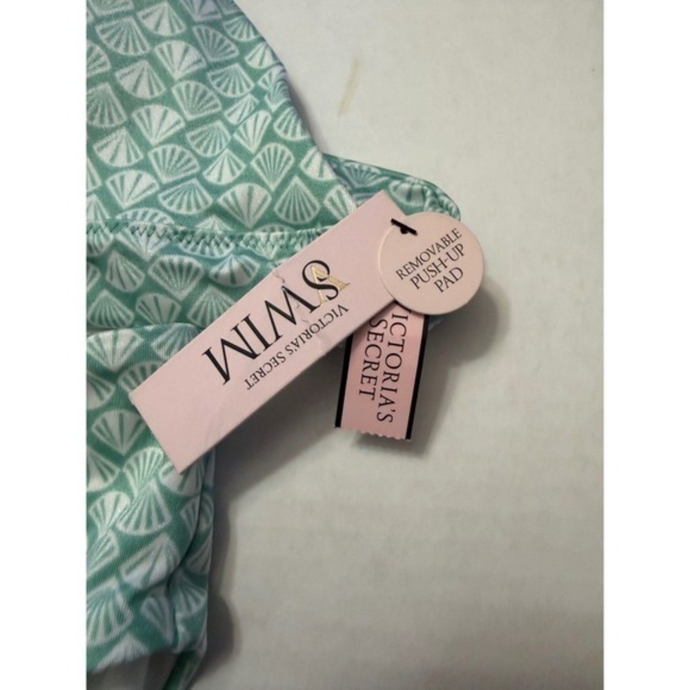 Victoria’s Secret Bikini Set Top XL Bottom L -Mint Green Seashell High Waist New