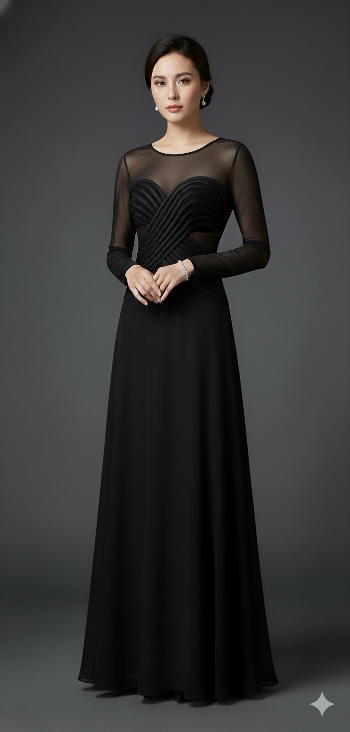 Tadashi Shoji Vintage Classy Sheer Elegant Gown Dress Xs