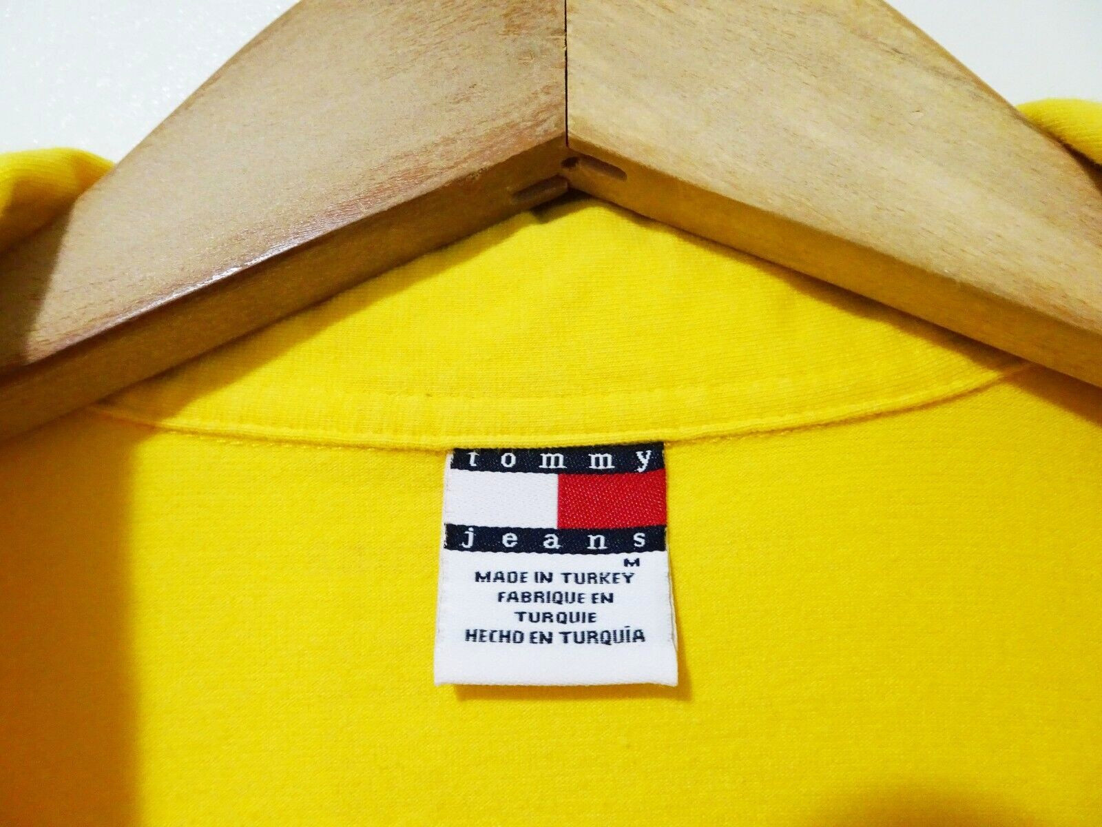 S/M Vtg 90s Y2K Tommy Girl Jeans Flag Collar Yellow Club Kid Euro Rave Shirt
