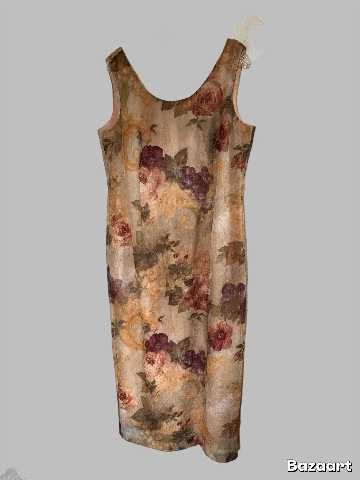 Virgo II Women’s Vintage Sheath Maxi Dress Size 14 Sleeveless Crepe Floral