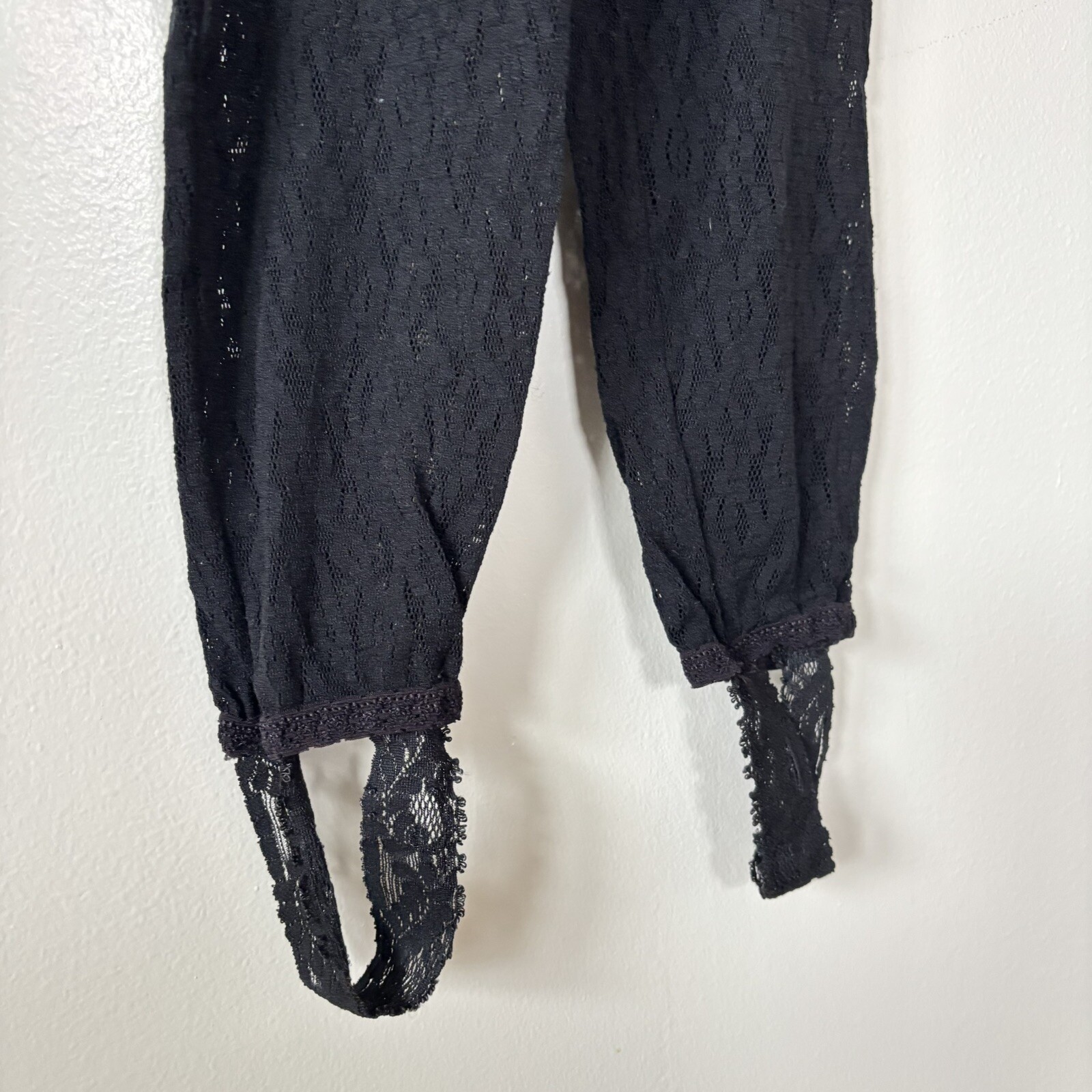 Vintage Lady Desiree Black Lace Footed Jumpsuit Lingerie Whimsigoth Grunge OS