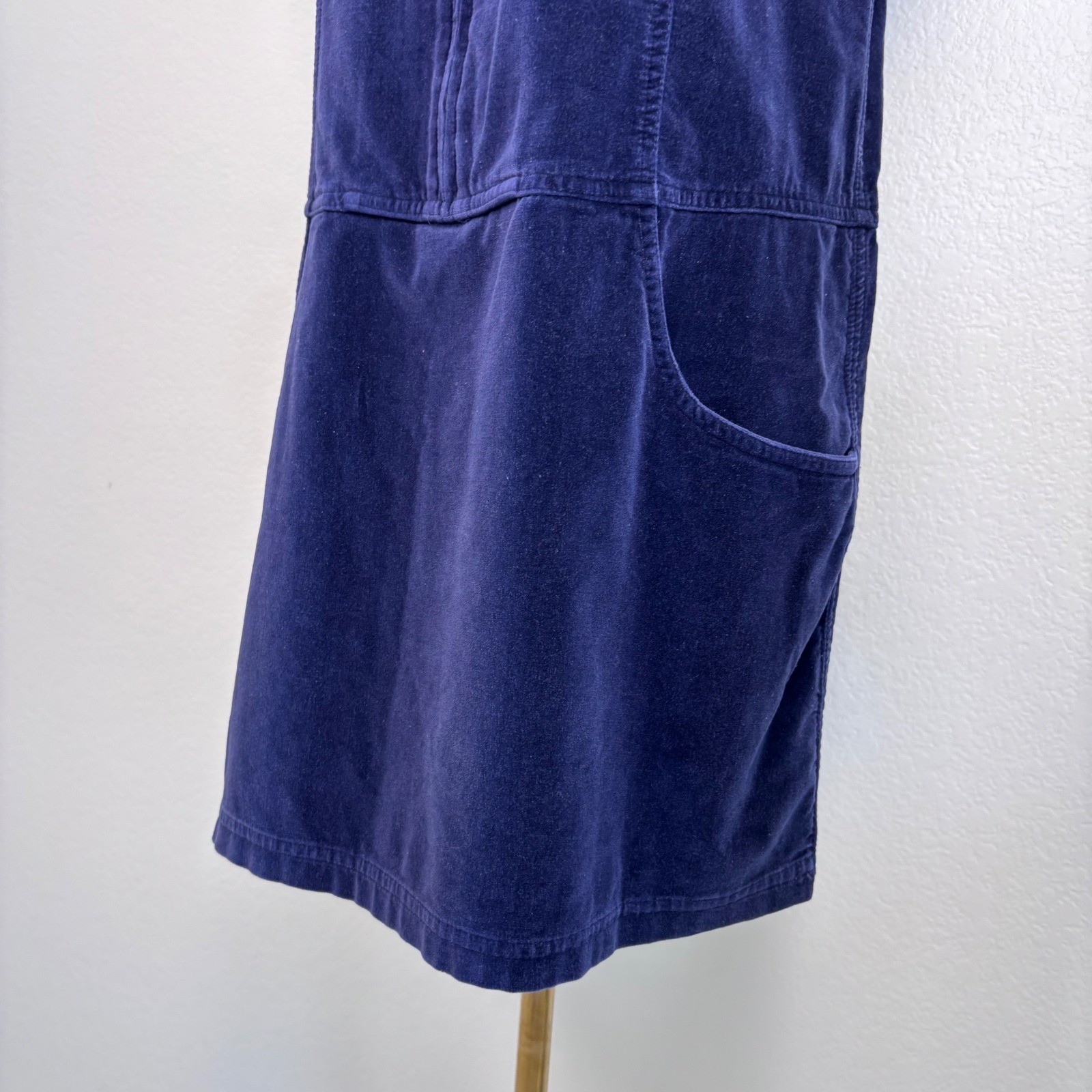 VNTG 90s EXP Jeans by Express Corduroy Zip Front Jumper Dress Sz 11 / Large Blue