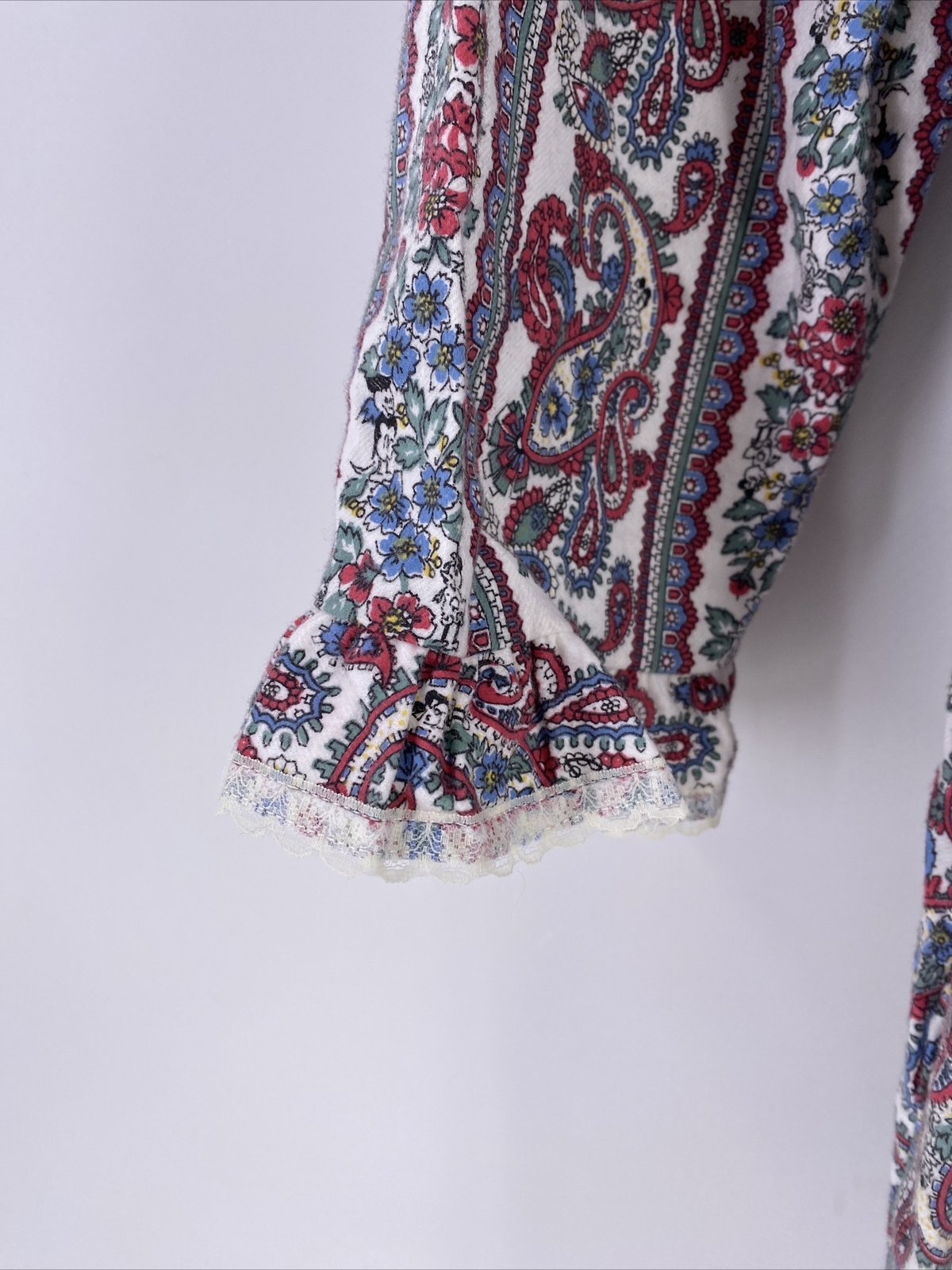 Vtg Woman Carriage Court Nightgown M Flannel Paisley Floral Pearl Snap Front