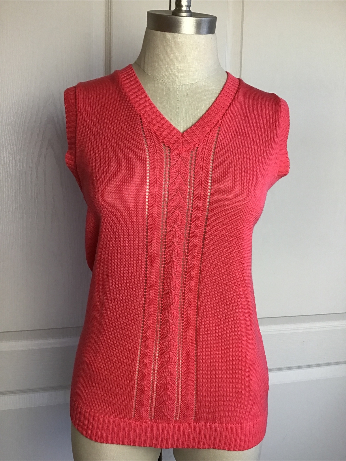 Vintage Sydney Gould Women’s Two Piece Peach Sweater And Vest Set M NOS