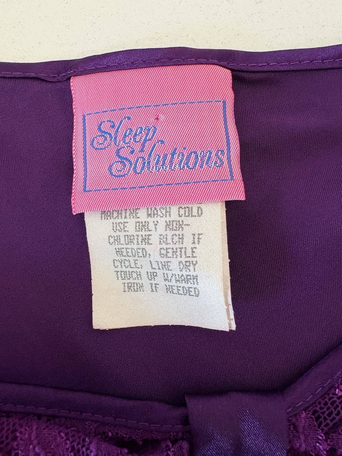 Vintage SleepSolutions Chemise Purple Satin&Lace Slip Dress Size L Sexy Nightie