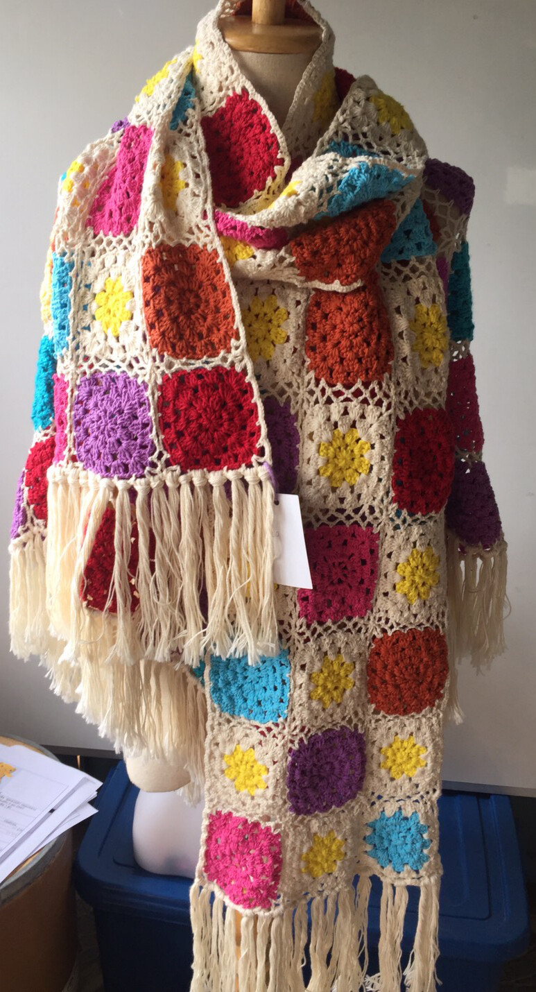 Women Hand Knit Crochet Cotton Soft Multi-Color Chic Shawl Size 30cmX220cm