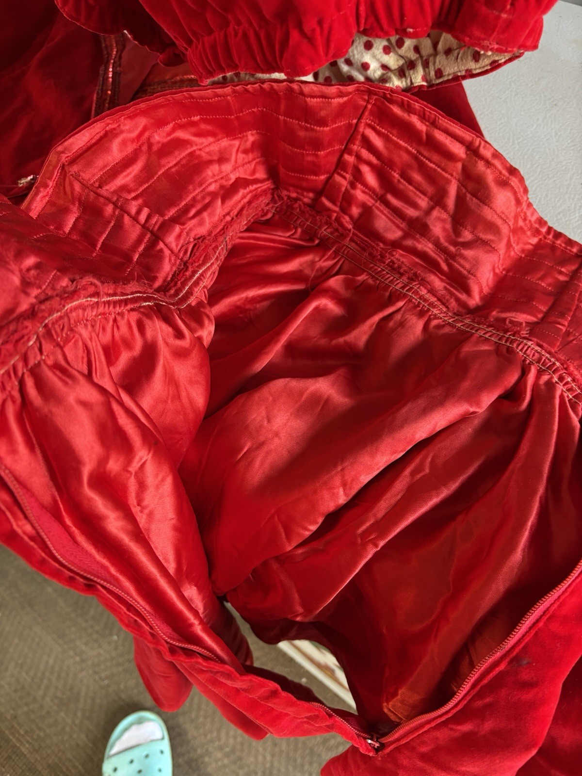 VTG 50s MAJORETTE PARADE COSTUME SKIRT BLOOMERS JACKET Red Velvet Tails B32 W24