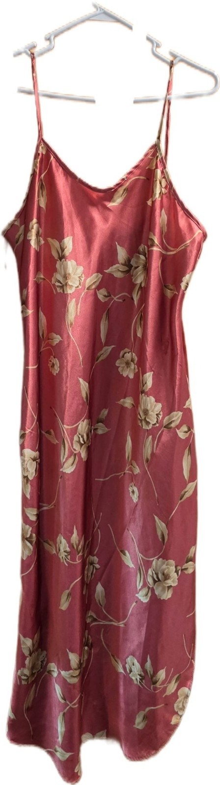 VTG Midnight Velvet Floral Satin Slip Dress L Pink Grunge Fairy Cottagecore 90s